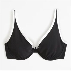 Abercrombie & Fitch Curve Love High Apex Underwire Bikini Top - S - Black White